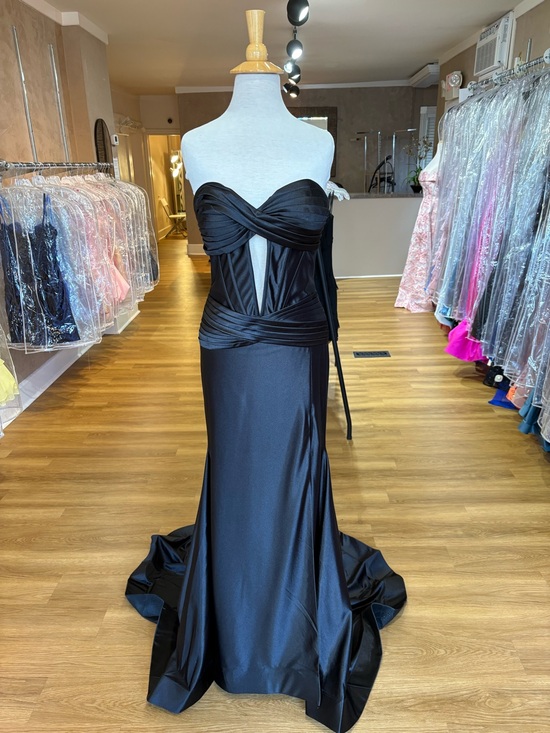 Dave & Johnny Dresses & Skirts - Black Strapless Draped Evening Gown